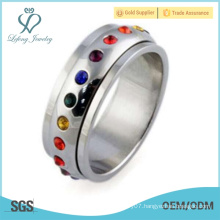 Stainless steel rainbow gay promise ring,lgbt gay ring jewellery